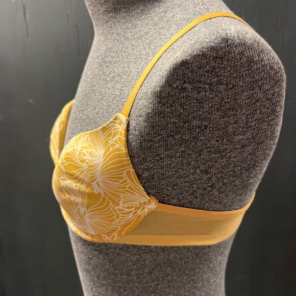 DANSKIN Intimates Women 34B Mustard Floral Underwire Light Padding Mesh Back Bra - Picture 4 of 6